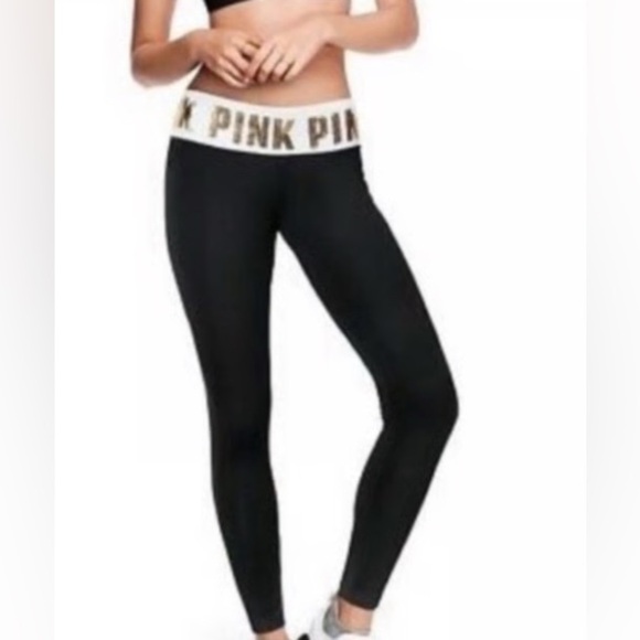PINK Victoria’s Secret sequin bling yoga leggings Sz small - Picture 1 of 8